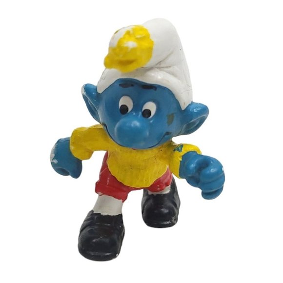 Peyo Schleich Other - Vintage 1978 Peyo Schleich Skiing Smurf Figure PVC Hong Kong MISSING POLES SKIS